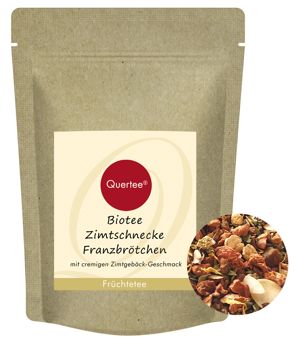 Franzbrötchen Tee Zimtschnecke - Biotee mit cremigen Zimtgeschmack - Der Genuss von Franzbrötchen in der Tasse