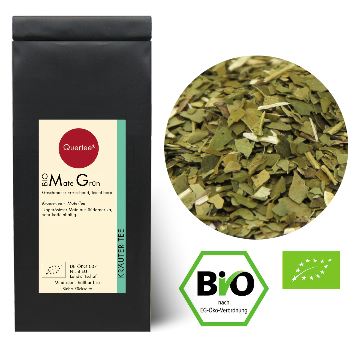 BIO Mate Tee Ungeröstet | Grüner Bio Matetee | Koffeeinhaltig | Mate Yerba Mateblätter 