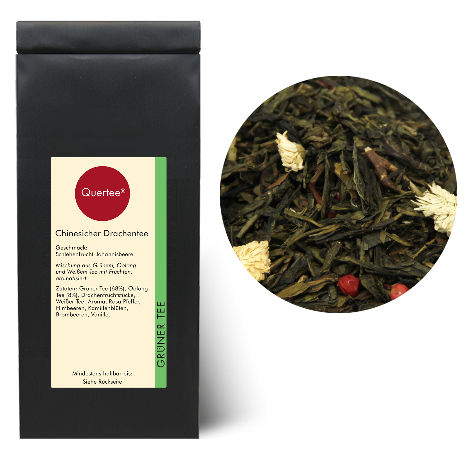 Chinesischer Drachentee - Grüner Tee / Oolong Tee - Schlehenfrucht - Johannisbeere