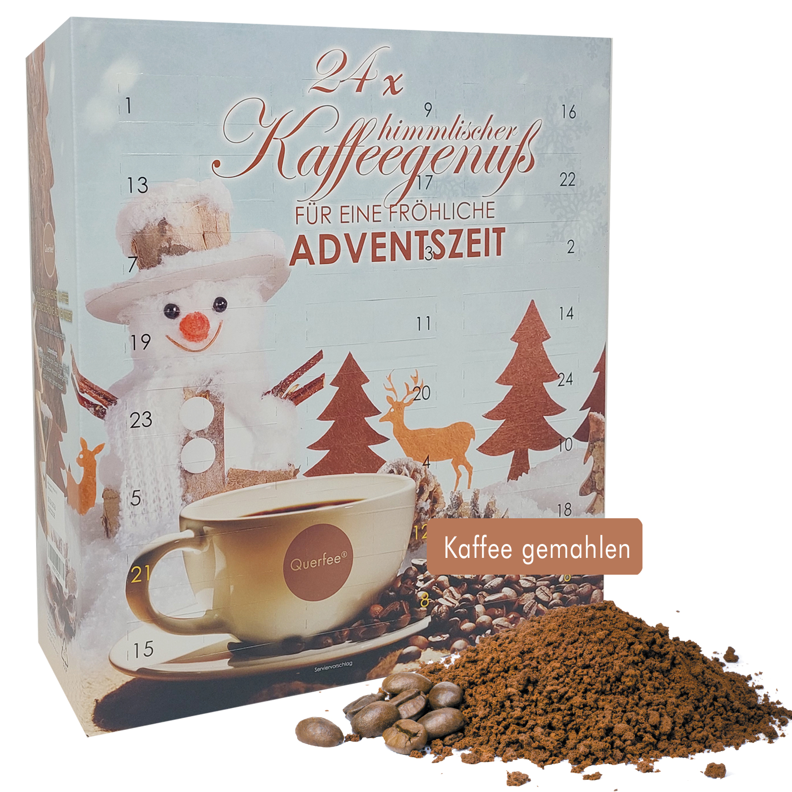 Adventskalender Kaffee aus aller Welt mit 24 x verschiedener Kaffee - Nicht aromatisiert - gemahlen